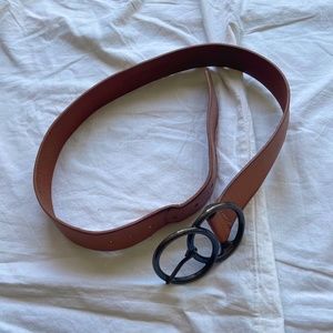 Free People Leather Belt w/Dark Gray Chrome Buckle